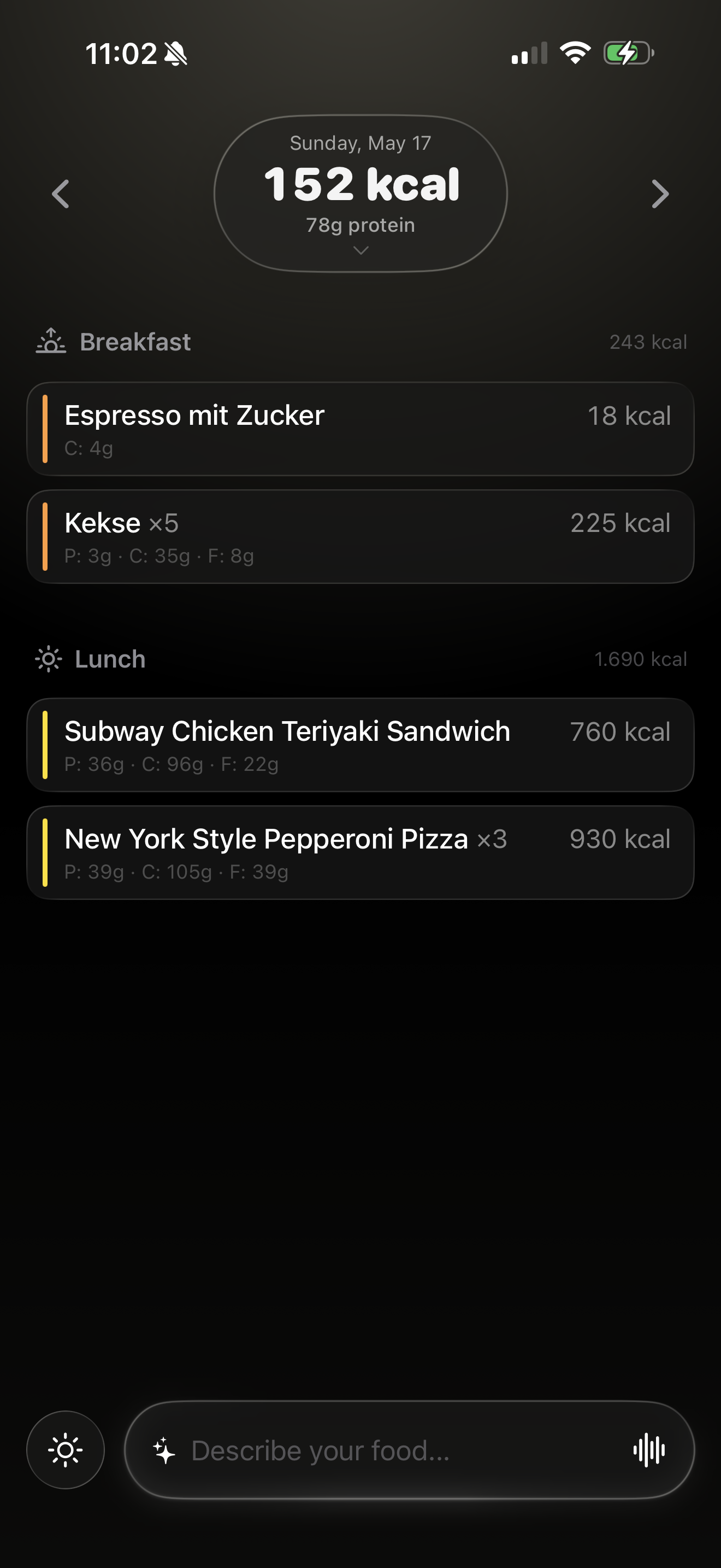 A full day of meals across breakfast and lunch